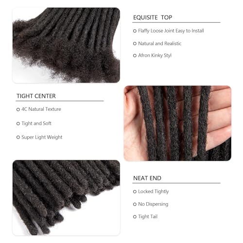 Originea Dreadlock Extensions Human Hair for Man/Women Full Head Handmade 0.8cm Thickness Can Be Dyed and Bleached Dreadlocks Bulk Permanent Loc Extensions (8 Inch 60 Strands, 1B# 0.4cm)