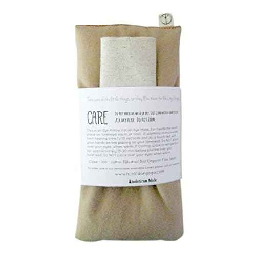 Eye Pillow Gift Set - 4 x 8.5 - Unscented Flax - Washable Cover - Soft Cotton Flannel - Soothing Relaxing - beige tan