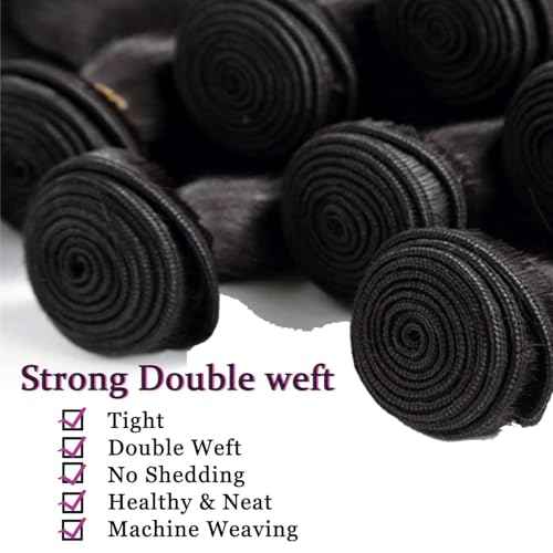 Body Wave Human Hair Bundles 16 18 20 Inch 100% Unprocessed Brazilian Virgin Hair Weave 3 Bundles Human Hair Weft Body Wave Hair Extension for Black Women Natural Black