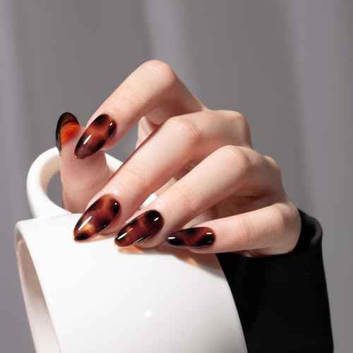 MEGIOR Jelly Sheer Tortoise Gel Nail Polish 15ML Caramel Transparent Colors Hot Cocoa Amber Soak Off UV Light Cure Long Lasting Gel Polish for Women Girls Manicure Nail Art Salon DIY at Home