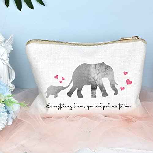 Elephant Mother and Baby Cosmetic Bag Gift Mom Birthday Gift Mother¡¯s Day Gift from Son or Daughter Cute Elephant Gift Baby Shower Gift Makeup Bag