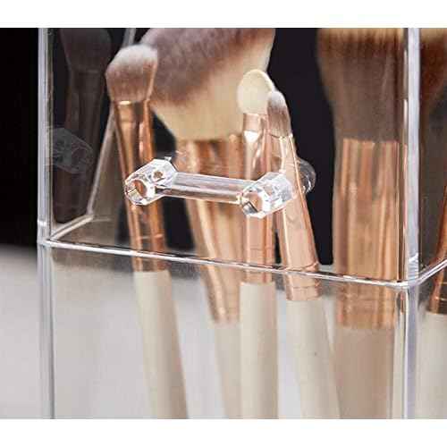 Square Acrylic Cosmetic Brush Organizer with Dustproof Lid, Clear, 9x9x21cm/3.5x3.5x8.3inch, 1pcs, Makeup Storage, Jewellery Storage Container