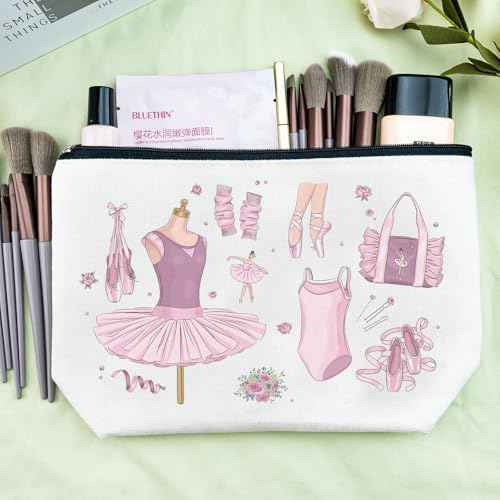 Dance Makeup Bag Ballet Accessories for Teen Girls Sister Teacher Gifts for Dancers Cosmetic Bags