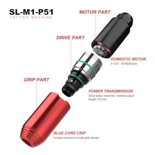 Tattoo Kits Tattoo Machine Tattoo Set with 1500mAh Power Supply and LCD Display Red (SLP51KIT-2)