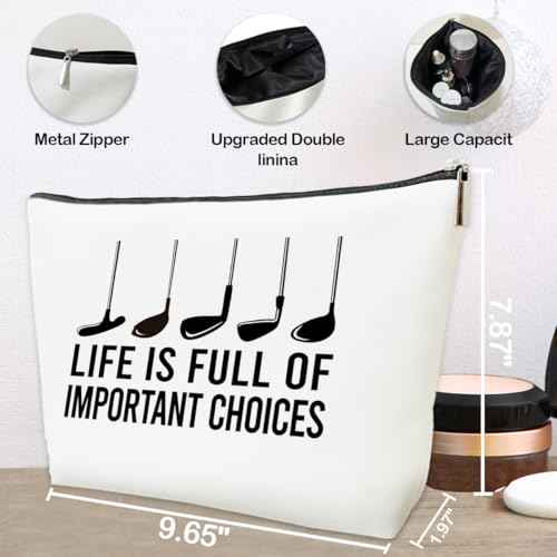 JioJio Chan Golf Accessory for Women Cosmetic Bag, Life Is Full Of Important Choices, Golfer Stuff Pouch, Player Gift Travel Pouch, Gifts for Team