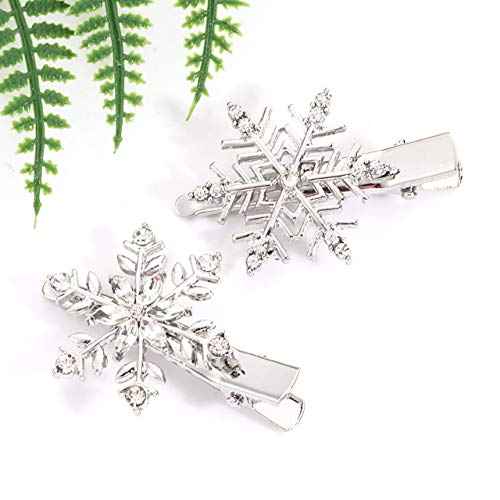 Christmas Hair Clips Hairpin Rhinestone Snowflake Alligator Hair Clips Xmas Holiday Party Hairpin Hair Barrette Hair Accessories For Woman (silver)