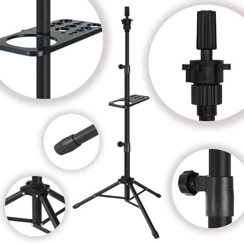 50 Inch Metal Wig Stand, Adjustable Wig Head Stand, Mannequin Head Stand for Cosmetology Hairdressing, Wig Stand Tripod with Tool Tray (Black, Mannequin Head Not Included)