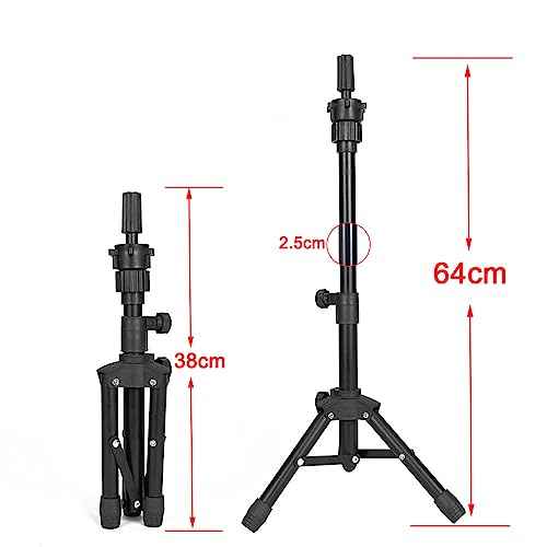 25 Inch Wig Stand Tripod, Adjustable Mannequin Head Stand, Wig Head Stand for Training Heads And Canvas Block Head (Mannequin Head Not Included)