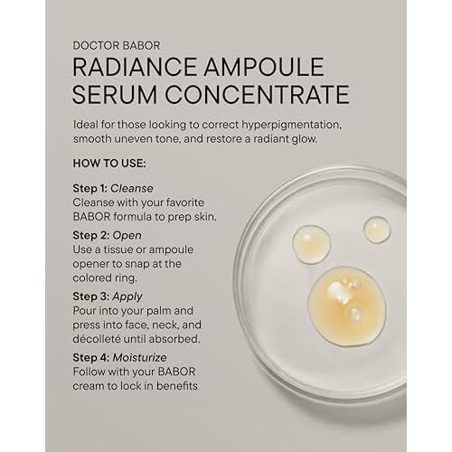 Doctor BABOR Radiance Ampoules Serum, 20% Vitamin C Treatment, with Hyaluronic Acid, High Dose, Face Pigment Spot Minimiser, for Smoother Skin with Glow, Against Wrinkles, 100% Vegan, 7 x 2 ml