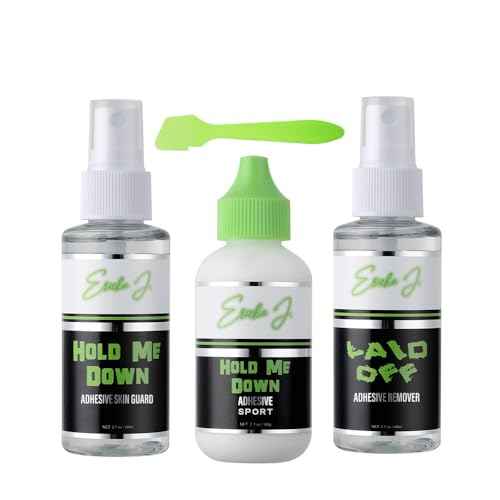 Ericka J. Lace Application System Trio Kit ? Skin Guard, Hold Me Down Adhesive & Laid Off Adhesive Remover ? Complete Wig Installation Solution, Waterproof & Sweat Resistant (Regular, Sports)