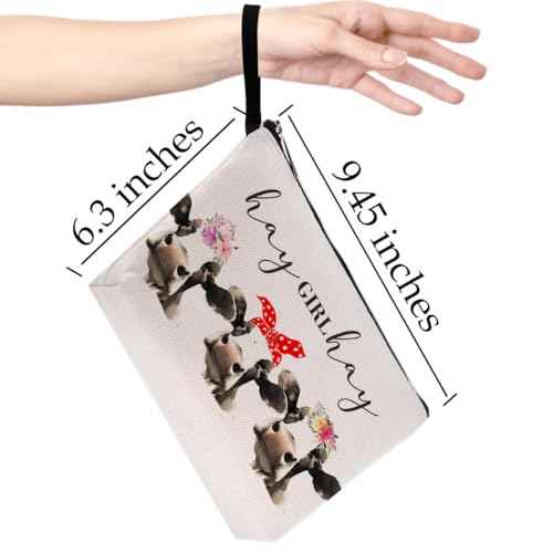 Cow Print Stuff Cow Gifts Farm Animals Western Makeup Bag Country Stuff Heifer Cosmetic Bag for Women Her Country Girls Sister BFF Funny Zipper Pouch Western Stuff Travel Bag Graduation Birthday Gifts