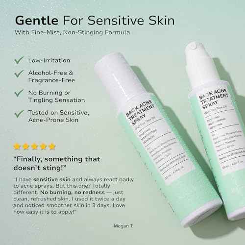 Back & Body Acne Spray Treatment: 2% Salicylic Acid & Tea Tree Oil Bacne Spray for Clear, Soothe & Moisturize - Effective for Men, Women, Teens with Back, Chest, Shoulder, Arm Acne