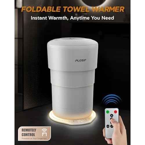 Foldable Towel Warmer for Bathroom, 21L Large Capacity Hot Towel Warmer - Fits 2 Oversized Towels, Blankets, Bathrobes, Spa-Like Towel Heater with 4 Timers, Auto Shut Off and Ambient Lighting