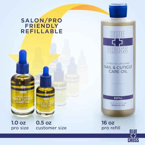 Blue Cross Professional Nail Care, All Natural Mineral Oil Free, Ultra-Nourishing, Hydrating, Moisturizing Nail & Cuticle Oil, Lemongrass + Lavender Scented Essential Oils, Made in USA, 0.5 fl oz/15mL