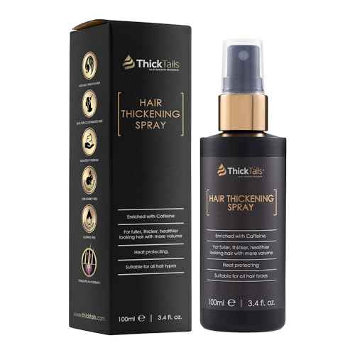 ThickTails Instant Hair Thickening Spray for Women & Men | Boosts Volume, Fuller-Looking Hair in Seconds | Sulphate-Free, Caffeine & Keratin Infused Pre-Styler | Lightweight, No Residue, 3.4 fl.oz