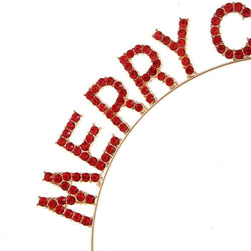 Merry Christmas Headbands,Sparkly Xmas Hair Hoops Costumes Holiday Party Tiara Letter Headdress for Women Girls
