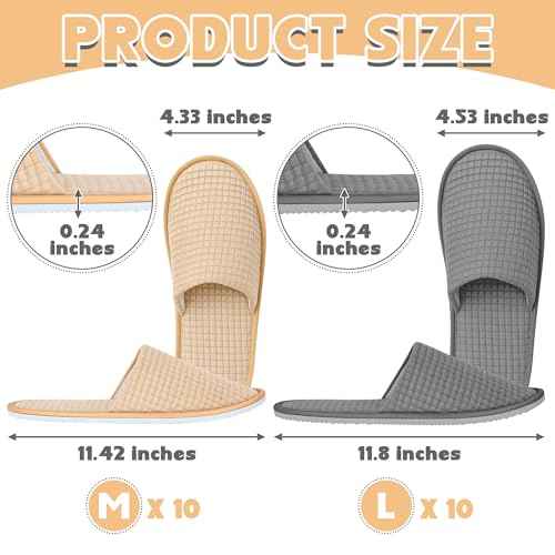 12-20 Pairs Disposable Slippers for Guest, Non Slip Disposable Slippers for Women and Men, Breathable House Slippers Indoor Outdoor for Hotel Essentials Shoeless Home Spa Travel