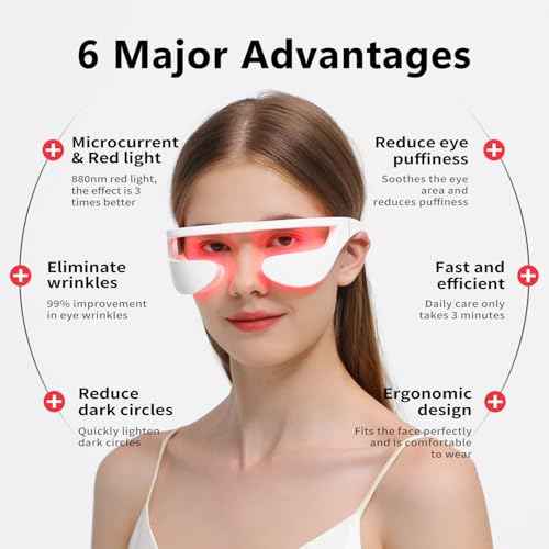 Microcurrent & 880nm Red Light Wrinkle Therapy Glasses,Under-Eye Massager,Used to Treat Eye Wrinkles.LED Eye Perfector (Model: EY-36B)