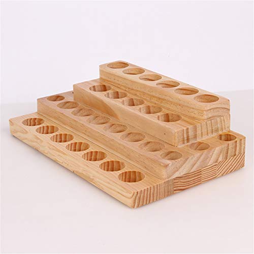 VolksRose 4-Tier Essential Oils Storage Rack, Wooden Essential Oils Nail Polish Display Holder Shelf, Cosmetic Perfume Essential Oil Organizer Stand - 30 Slots for (5ml 10ml 15ml 20ml) Bottles