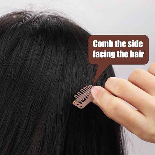 32pcs U-Shaped Wig Clips - Small Comb Metal Clips with Soft Rubber Snaps - Accessories for Wigs, Braids, Hair & DIY Chunni
