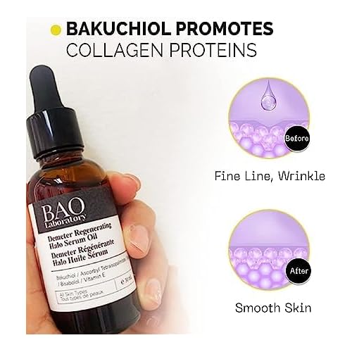 BAO Demeter Regenerating Halo Serum Oil | Bisabolol, Vitamin E, Bakuchiol & Squalane | Facial Serum for Wrinkles, Acne, Dryness & Finelines | Face Serum For All Skin Types (30 ML)