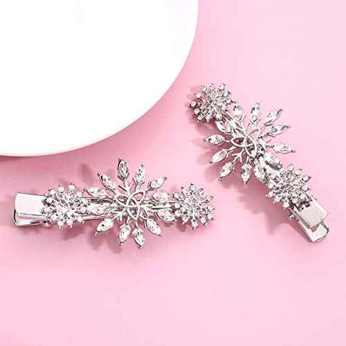 Christmas Hair Clip Hairpin Set Christmas Gift Bow Rhinestone Snowflake Hair Barrette Hair Accessories Xmas Holiday Party Alligator Hair Clips For Woman (silver)