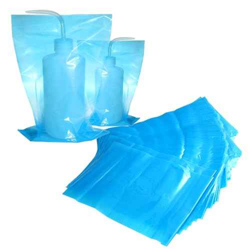 Tattoo Wash Bottle Bag 250 pcs Disposable Tattoo Squeeze Bottle Bags 9.86 inch X 5.91 inch Universal Transparent Protective Cover For Tattoo Bottles Machine Gun Accessories, Kits and Supplies Blue