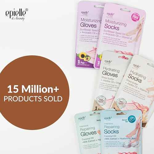 Epielle Hydrating & Moisturizing Hand & Foot Masks for Dry, Rough Skin, Self Care Gifts for Women, Spa Kit, Stocking Stuffers, Thanksgiving Essentials, 6 Moisturizing Gloves & 6 Moisturizing Socks