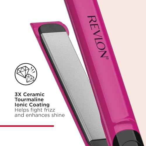 REVLON Ceramic Coated 1 Inch Flat Iron - Hair Straightener Helps Fight Frizz & Enhances Shine for Sleek Styles or Loose Waves, Travel Ready Flat Iron