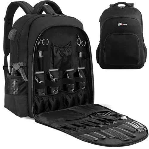 TORIBIO Barber Supplies Bag for Clippers and Supplies, Hairstylist Clipper Portable Backpack for Barber Tools (Black)