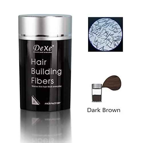 Dark Brown Colored Hair Building Fibers - Instantly Thicken Thinning Hair for Men and Women