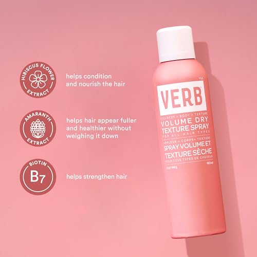 VERB Volume Dry Texture Spray- Boosts Volume, Adds Fullness & Weightless Grit - Sulfate, Paraben and Gluten Free