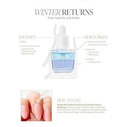 Apres Light & Shadow Cuticle Serum, Nourishing Blend of Almond and Jojoba Oil, Vitamin B and Turmeric, Cuticle Repair Oil 15 mL (15 ml, Winter Returns (Pear, Hyacinth, and Amber))