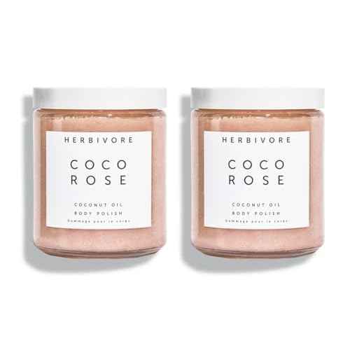 HERBIVORE Coco Rose Exfoliating Body Scrub + In-Shower Moisturizer with Coconut Oil, Shea Butter + Pink Clay for Softer, Smoother Skin | Vegan, Plant-Based, Cruelty-Free