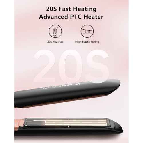 Hair Straightener 1 Inch Flat Iron and Curler 2 in 1 Titanium Ceramic Ionic Dual Voltage Straightener with Heat-Resistant Silicone, for Less Frizz, Shinier & Smoother