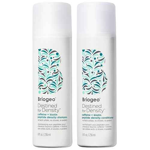 Briogeo Destined For Density Caffeine + Biotin Peptide Density Shampoo and Conditioner Set, Increases Hair Thickness and Volume for Fine or Thinning Hair, Vegan, Cruelty-Free, 2 x 8 fl oz