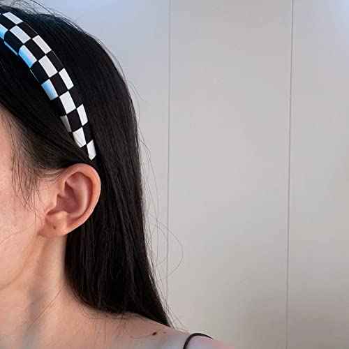 ZAHSY Checkered Padded Headband Checkerboard Headbands Black and White Headbands for Women Sponge Puffy Headband Head bands Christmas Hair Accessories Buffalo Check Hairbands
