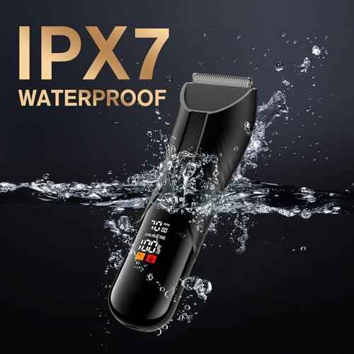 Spacekey Electric Body Hair Trimmer - IPX7 Waterproof Ball Trimmer for Men with LED Light, Wet/Dry Groomer, USB-C Rechargeable, Travel Bag Included - Men's Pubic, Groin and Body Shave