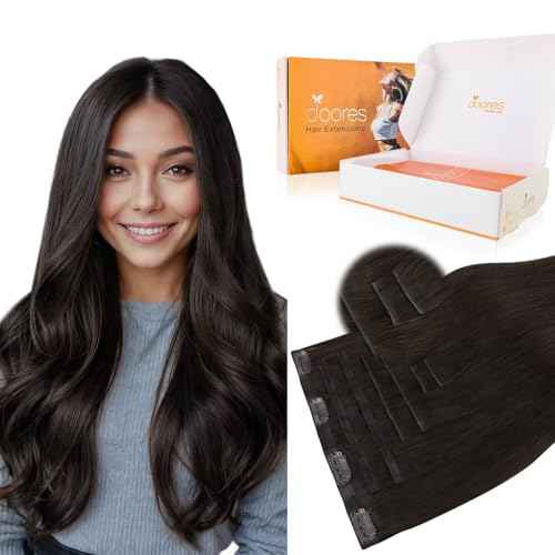 DOORES Clip in Hair Extensions Set 16 Inch 130g, 4pcs Invisi Edge Clip ins and 3pcs Classic Seamless Clip ins, Injected Virgin Real Human Hair Extensions Natural Invisible Straight, #2