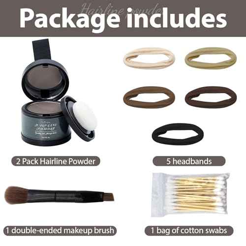 2 Pack Hairline Powder for Women and Men, Used to Root Touch Up Hair Color, Thinning and Gray Hair Coverage and Bald Spots Coverage, Dark Brown
