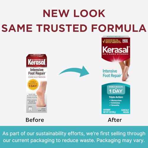 Kerasal Intensive Foot Repair, Skin Healing Ointment for Cracked Heels and Dry Feet, 1 Oz