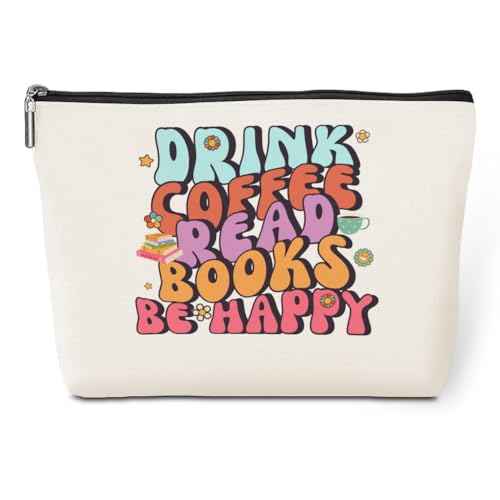 jeilink Funny Book Makeup Bag Book Lovers Gifts Bookish Bookworm Book Club Themed Gifts Christmas Birthday Graduation Friendship Gifts for Women Friends Librarian Sister Coworker Travel Toiletry Bag