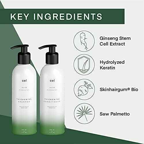 Cel Microstem Natural Hair Thickening Shampoo & Conditioner Set (2 x 8 fl oz) ? Stem Cell Anti Thinning Shampoo ? Professional Grade Biotin ? Sulfate & Paraben Free - Suitable for Men and Women
