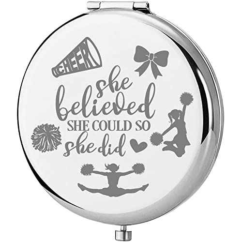 Lywjyb Birdgot Cheerleading Gift Cheerleader Makeup Mirror Cheer Gril Gift She Believed She Could So She Did for Girl