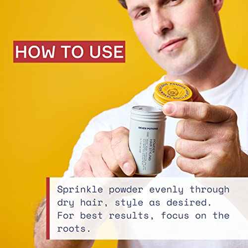SEVEN POTIONS Hair Styling Powder for Men ? Hair Texture Powder & Root Lifting Dust for Instant Volume ? Natural Matte Finish, Flexible Hold, Invisible Feel ? Vegan, Cruelty-Free ? 0.7 oz