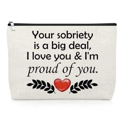 Sobriety Gifts for Women Makeup Bag Recovery Gifts for Women After Surgery Inspirational Cosmetic Bags for Best Friend AA NA Zipper Pouch Sobriety Presents for Coworker Surgery Recovery Get Well Soon