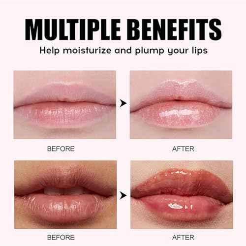 Hydrating Lip Oil, Big Brush Head Lip Glaze Shiny Transparent Lip Glow Oil, Nourishing & Non-sticky Long Lasting Fresh Clear Smooth Lip Care Plumping Lip Oil (Set A)