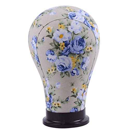 1 Piece Canvas Block Head Mannequin Head for Hair Extension Lace Wigs Making and Display Styling (Blue 22")