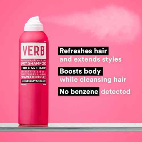 VERB Dry Shampoo Dark ? Refresh, Absorb Oils + Extends Styles - Refreshing Dry Shampoo Spray for Dark Tones - Vegan, No Parabens or Harmful Sulfates