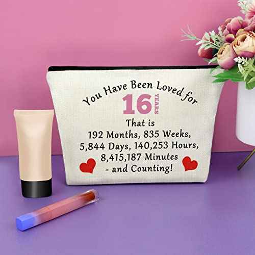 Sazuwu 16th Birthday Gifts for Girls from Mom Makeup Bag Birthday Gifts for 16 Year Old Girls Cosmetic Bag Sweet 16 Gifts for Girls Born 2008 Gifts for Granddaughter Turning 16 Travel Pouch